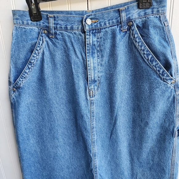 Vintage Route 66 Women's MAXI Denim JEAN Skirt Blue Pockets Sz 11/12 Sk8 - Picture 5 of 11